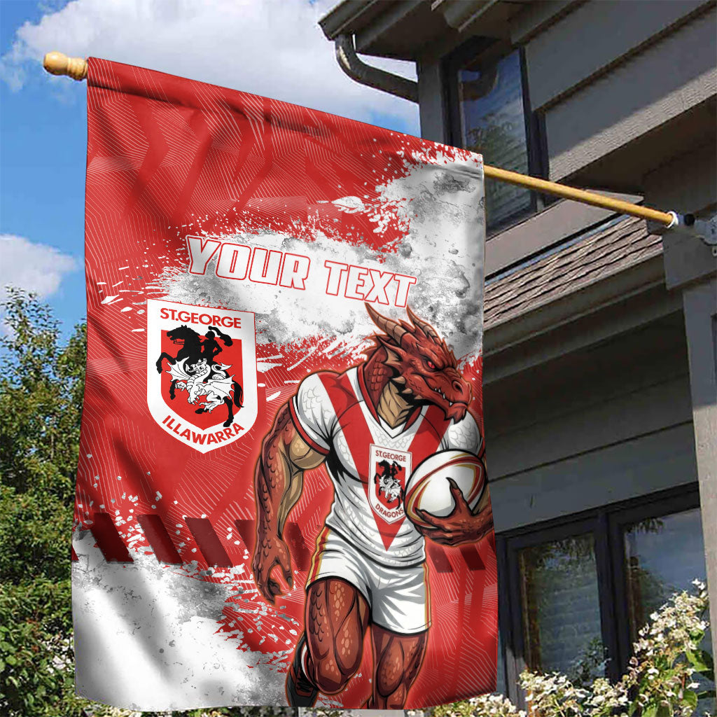 Personalised St. George Illawarra Dragons Rugby Garden Flag Red Dragon Mascot - Sporty Splash Art Style