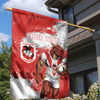 Personalised St. George Illawarra Dragons Rugby Garden Flag Red Dragon Mascot - Sporty Splash Art Style