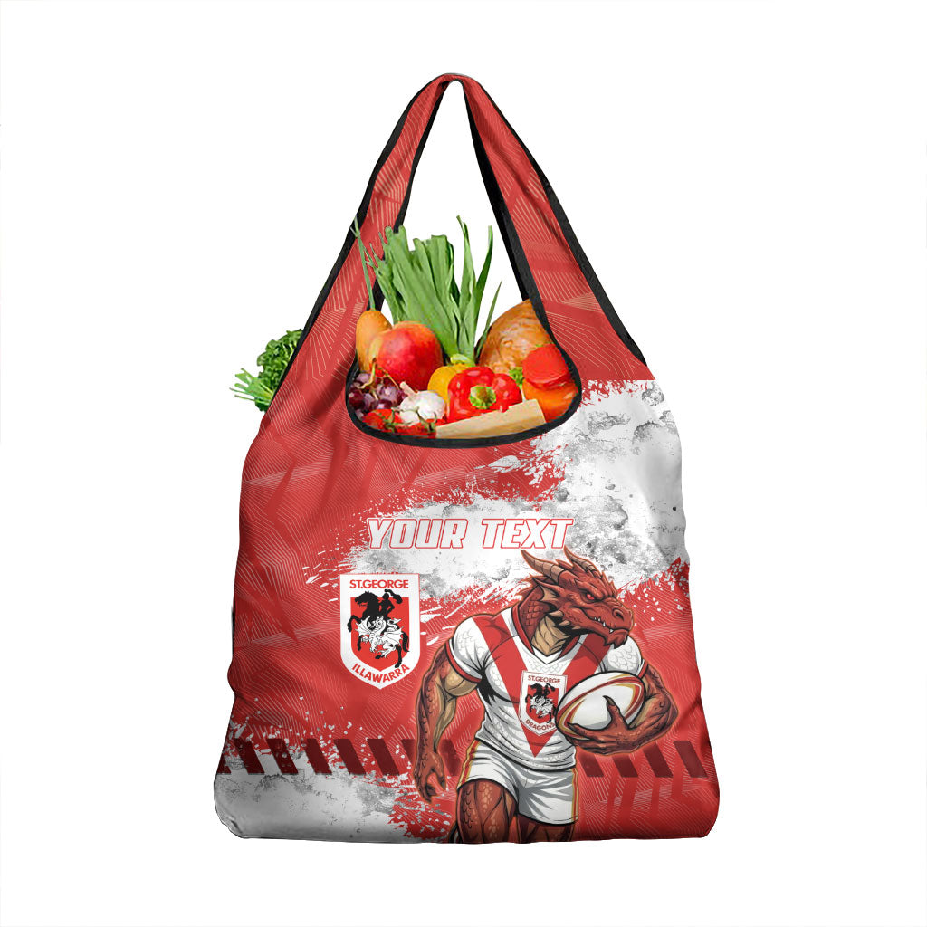 Personalised St. George Illawarra Dragons Rugby Grocery Bag Red Dragon Mascot - Sporty Splash Art Style