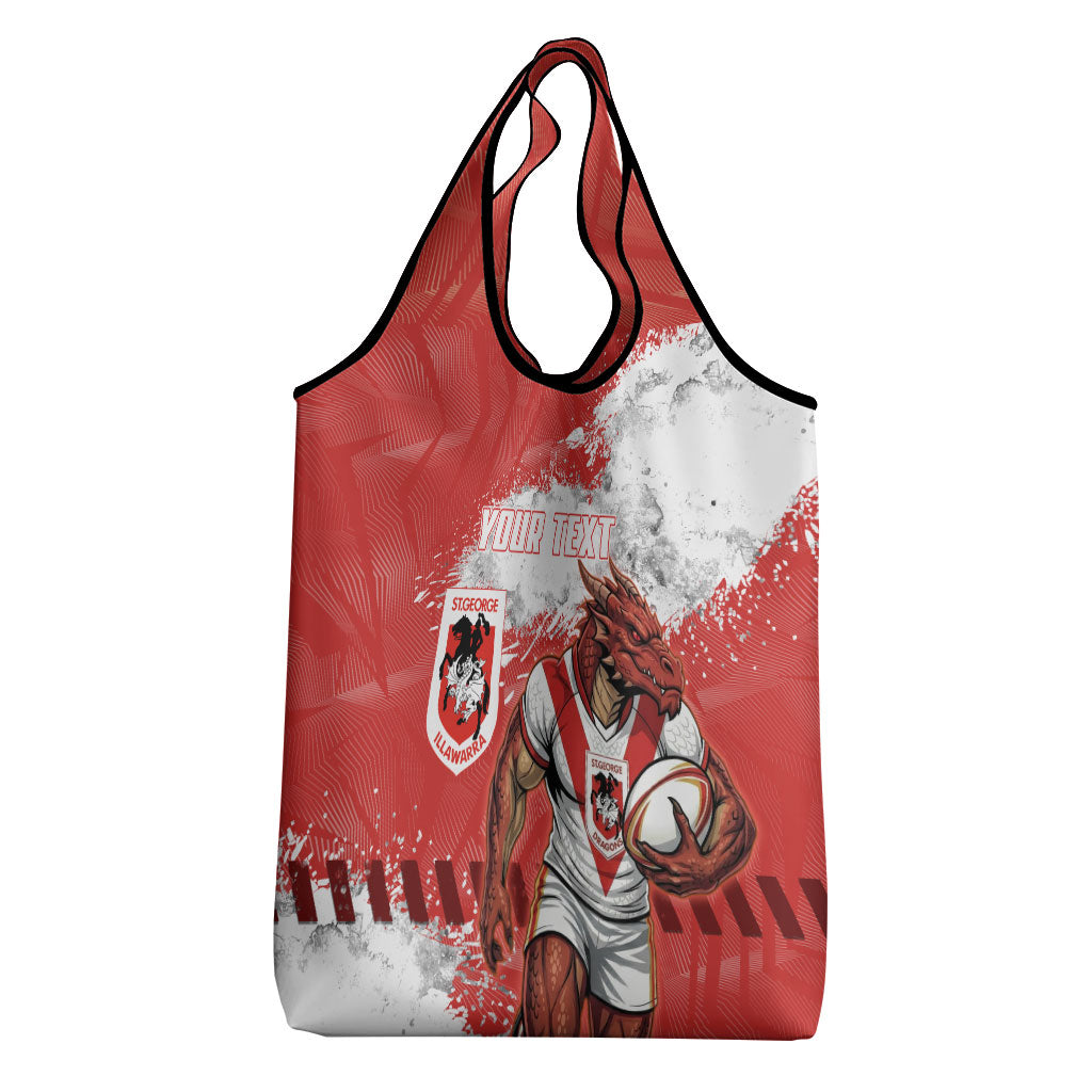 Personalised St. George Illawarra Dragons Rugby Grocery Bag Red Dragon Mascot - Sporty Splash Art Style