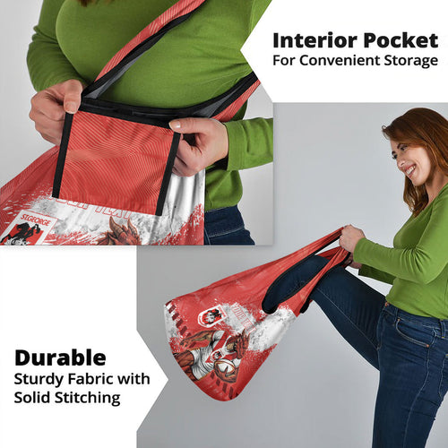 Personalised St. George Illawarra Dragons Rugby Grocery Bag Red Dragon Mascot - Sporty Splash Art Style