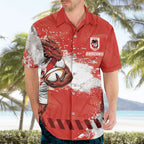 Personalised St. George Illawarra Dragons Rugby Hawaiian Shirt Red Dragon Mascot - Sporty Splash Art Style