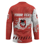 Personalised St. George Illawarra Dragons Rugby Hockey Jersey Red Dragon Mascot - Sporty Splash Art Style