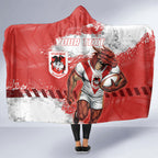 Personalised St. George Illawarra Dragons Rugby Hooded Blanket Red Dragon Mascot - Sporty Splash Art Style