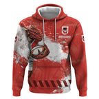 Personalised St. George Illawarra Dragons Rugby Hoodie Red Dragon Mascot - Sporty Splash Art Style
