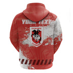 Personalised St. George Illawarra Dragons Rugby Hoodie Red Dragon Mascot - Sporty Splash Art Style