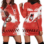 Personalised St. George Illawarra Dragons Rugby Hoodie Dress Red Dragon Mascot - Sporty Splash Art Style