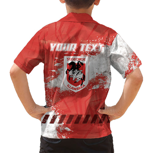 Personalised St. George Illawarra Dragons Rugby Kid Hawaiian Shirt Red Dragon Mascot - Sporty Splash Art Style