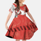 Personalised St. George Illawarra Dragons Rugby Kid Short Sleeve Dress Red Dragon Mascot - Sporty Splash Art Style
