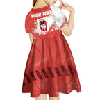 Personalised St. George Illawarra Dragons Rugby Kid Short Sleeve Dress Red Dragon Mascot - Sporty Splash Art Style