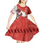 Personalised St. George Illawarra Dragons Rugby Kid Short Sleeve Dress Red Dragon Mascot - Sporty Splash Art Style