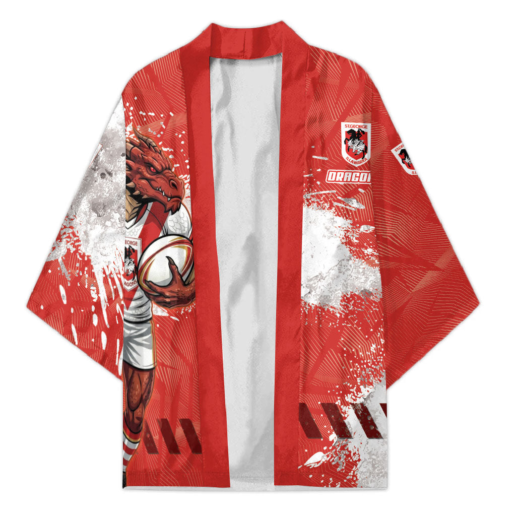 Personalised St. George Illawarra Dragons Rugby Kimono Red Dragon Mascot - Sporty Splash Art Style