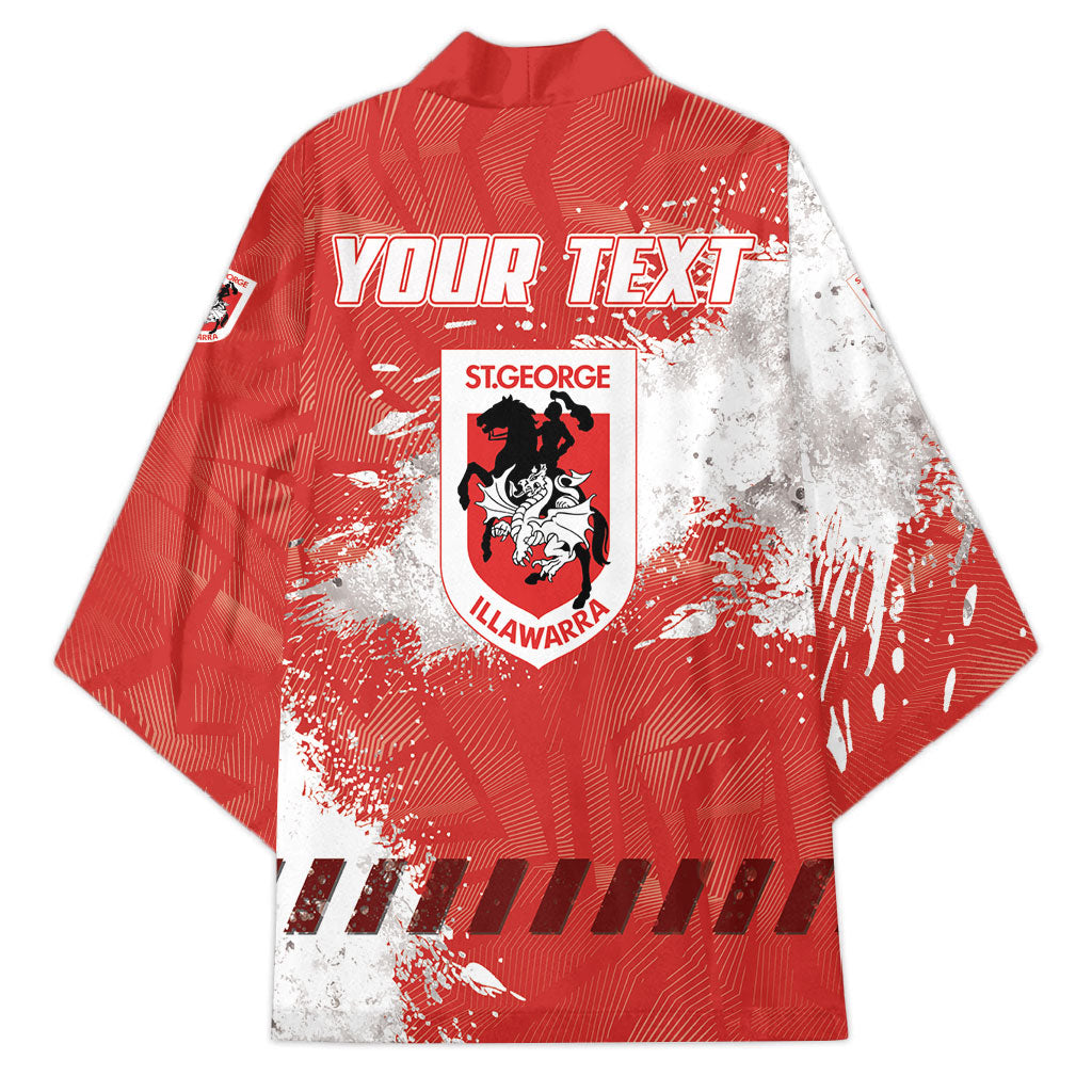 Personalised St. George Illawarra Dragons Rugby Kimono Red Dragon Mascot - Sporty Splash Art Style