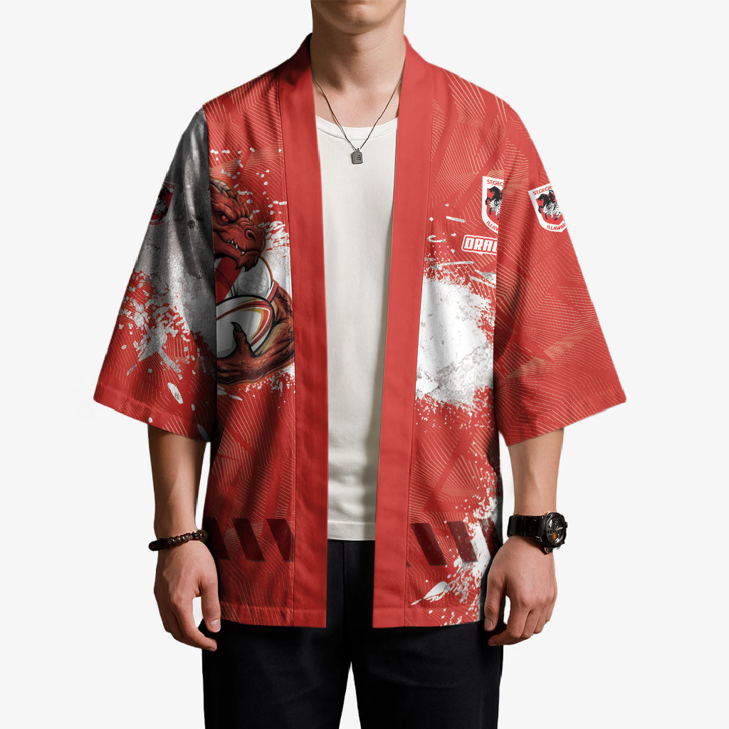 Personalised St. George Illawarra Dragons Rugby Kimono Red Dragon Mascot - Sporty Splash Art Style