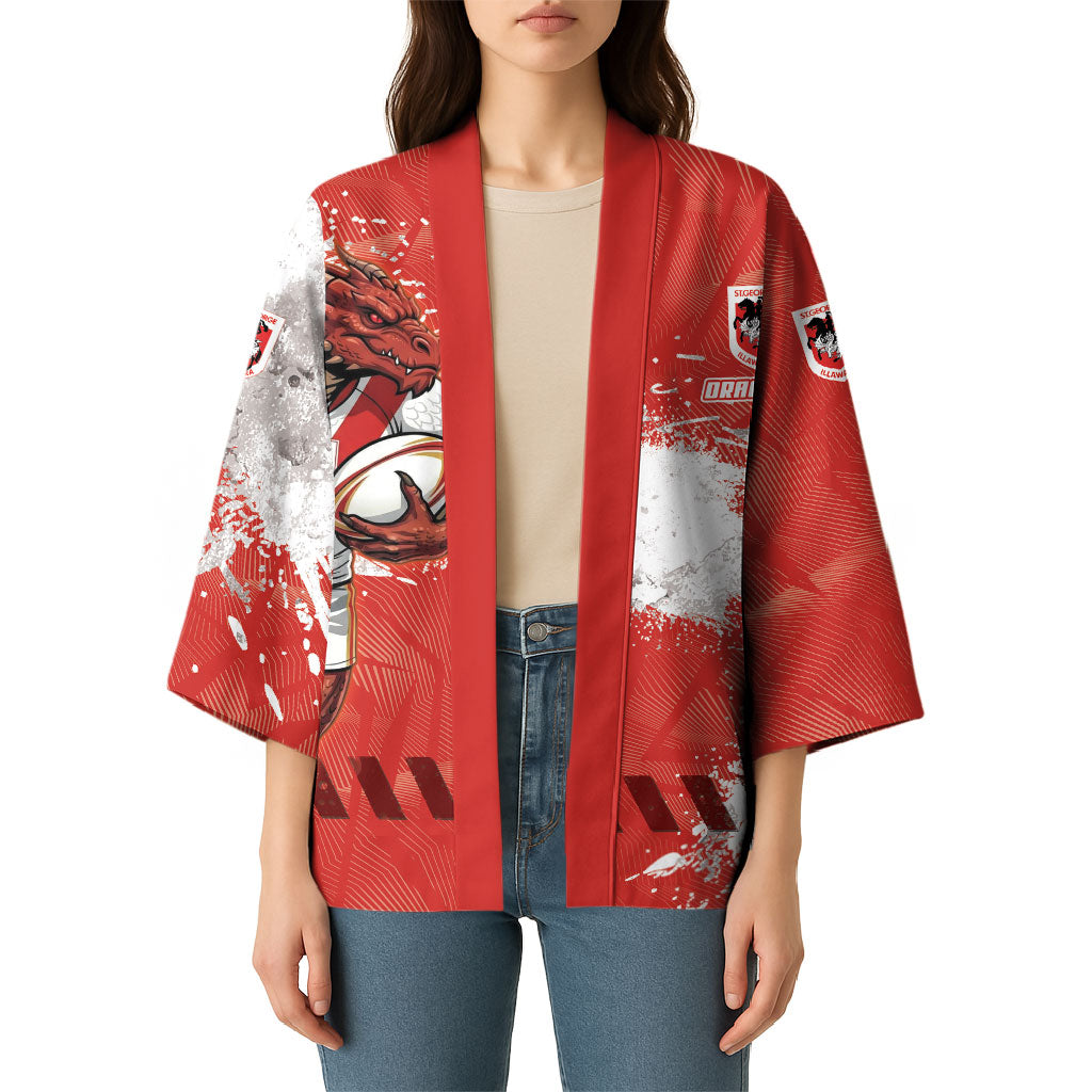 Personalised St. George Illawarra Dragons Rugby Kimono Red Dragon Mascot - Sporty Splash Art Style
