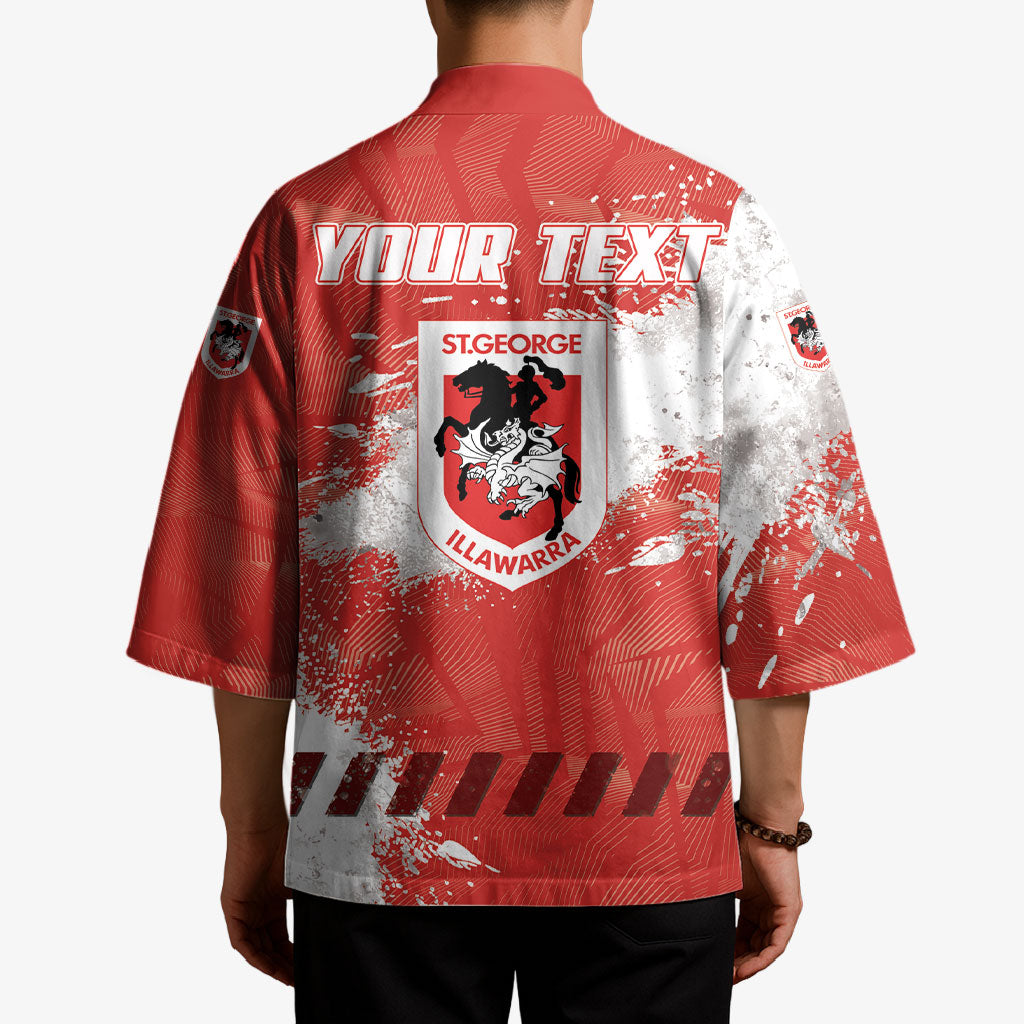 Personalised St. George Illawarra Dragons Rugby Kimono Red Dragon Mascot - Sporty Splash Art Style