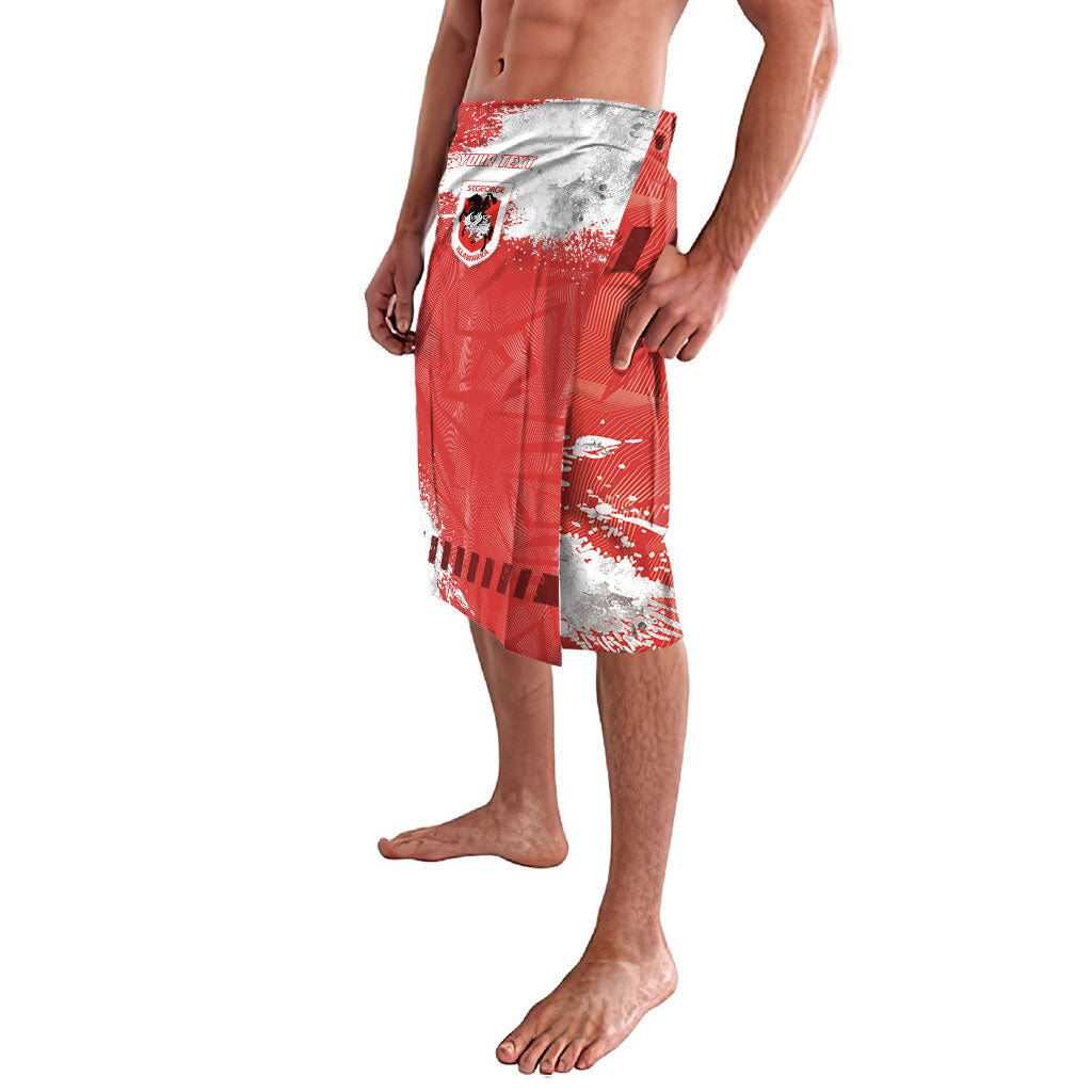 Personalised St. George Illawarra Dragons Rugby Lavalava Red Dragon Mascot - Sporty Splash Art Style