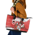 Personalised St. George Illawarra Dragons Rugby Leather Tote Bag Red Dragon Mascot - Sporty Splash Art Style