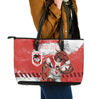 Personalised St. George Illawarra Dragons Rugby Leather Tote Bag Red Dragon Mascot - Sporty Splash Art Style