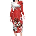 Personalised St. George Illawarra Dragons Rugby Long Sleeve Bodycon Dress Red Dragon Mascot - Sporty Splash Art Style