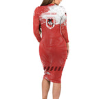 Personalised St. George Illawarra Dragons Rugby Long Sleeve Bodycon Dress Red Dragon Mascot - Sporty Splash Art Style