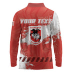 Personalised St. George Illawarra Dragons Rugby Long Sleeve Polo Shirt Red Dragon Mascot - Sporty Splash Art Style