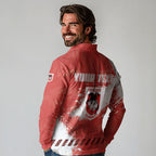 Personalised St. George Illawarra Dragons Rugby Long Sleeve Polo Shirt Red Dragon Mascot - Sporty Splash Art Style