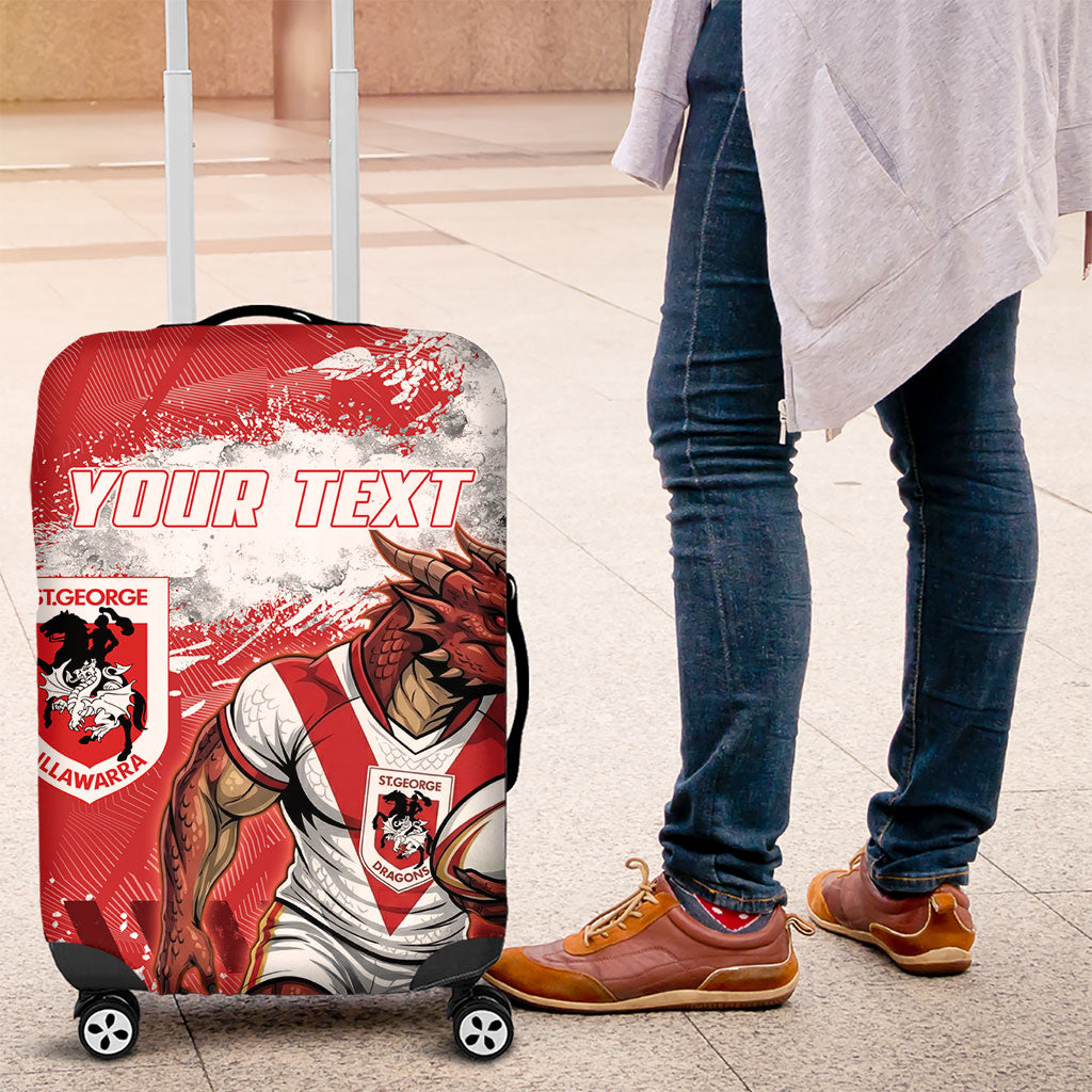 Personalised St. George Illawarra Dragons Rugby Luggage Cover Red Dragon Mascot - Sporty Splash Art Style