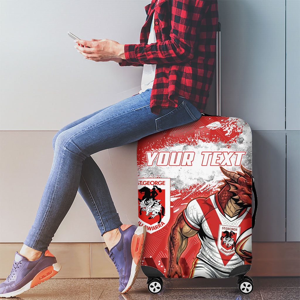 Personalised St. George Illawarra Dragons Rugby Luggage Cover Red Dragon Mascot - Sporty Splash Art Style