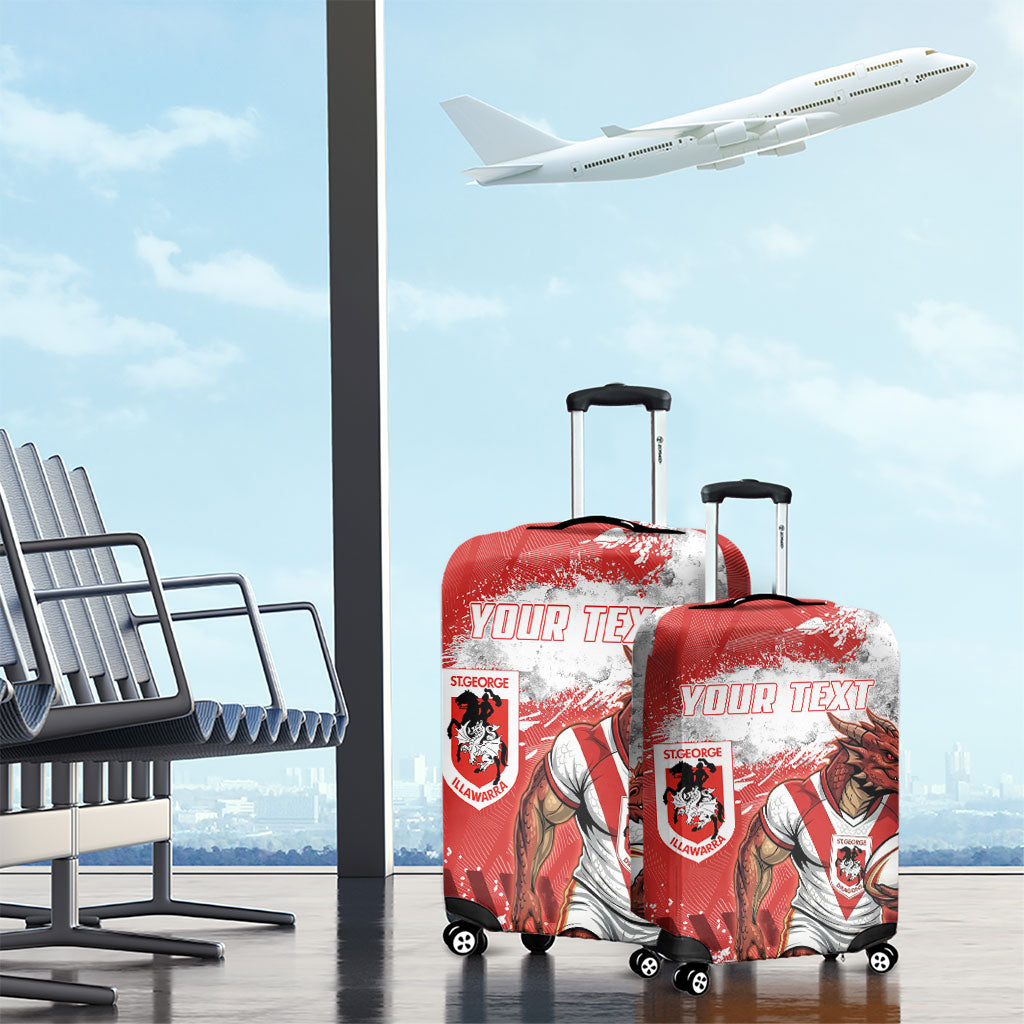 Personalised St. George Illawarra Dragons Rugby Luggage Cover Red Dragon Mascot - Sporty Splash Art Style