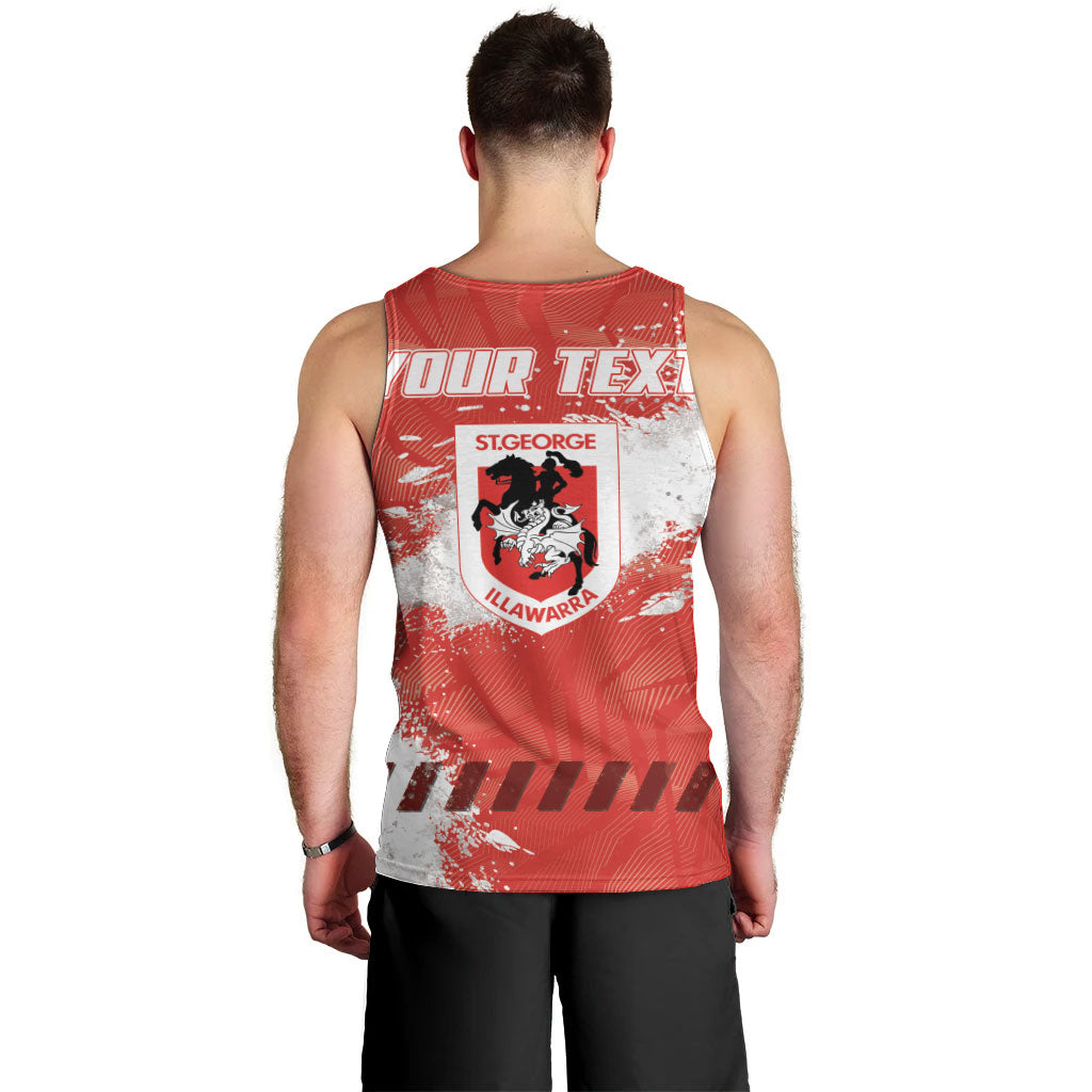 Personalised St. George Illawarra Dragons Rugby Men Tank Top Red Dragon Mascot - Sporty Splash Art Style