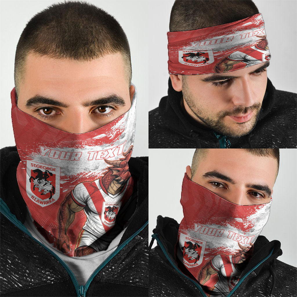 Personalised St. George Illawarra Dragons Rugby Neck Gaiter Red Dragon Mascot - Sporty Splash Art Style