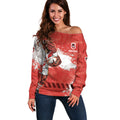 Personalised St. George Illawarra Dragons Rugby Off Shoulder Sweater Red Dragon Mascot - Sporty Splash Art Style