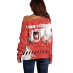 Personalised St. George Illawarra Dragons Rugby Off Shoulder Sweater Red Dragon Mascot - Sporty Splash Art Style