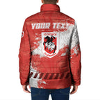 Personalised St. George Illawarra Dragons Rugby Padded Jacket Red Dragon Mascot - Sporty Splash Art Style