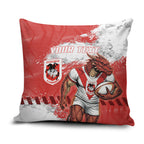 Personalised St. George Illawarra Dragons Rugby Pillow Cover Red Dragon Mascot - Sporty Splash Art Style