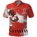 Personalised St. George Illawarra Dragons Rugby Polo Shirt Red Dragon Mascot - Sporty Splash Art Style