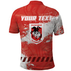 Personalised St. George Illawarra Dragons Rugby Polo Shirt Red Dragon Mascot - Sporty Splash Art Style