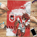 Personalised St. George Illawarra Dragons Rugby Puzzle Red Dragon Mascot - Sporty Splash Art Style