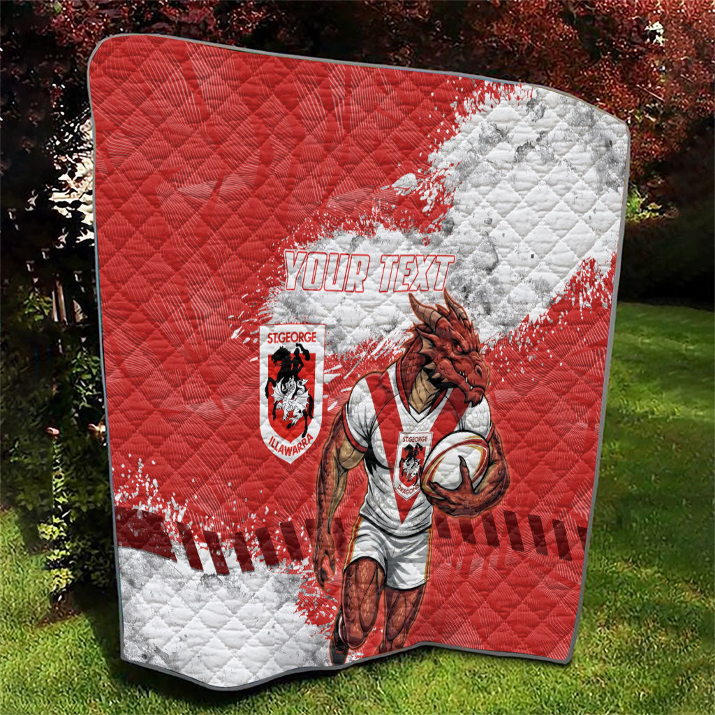 Personalised St. George Illawarra Dragons Rugby Quilt Red Dragon Mascot - Sporty Splash Art Style
