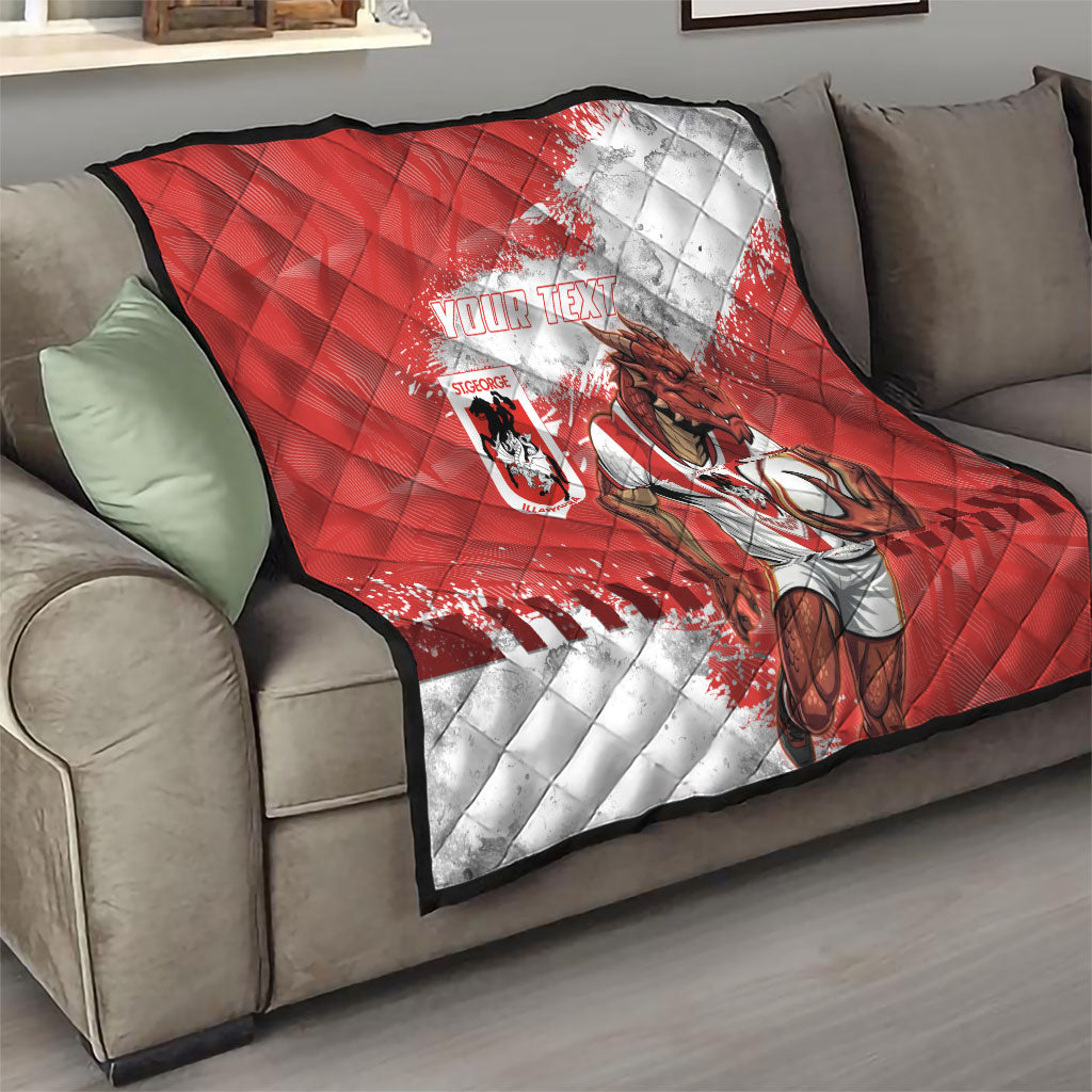 Personalised St. George Illawarra Dragons Rugby Quilt Red Dragon Mascot - Sporty Splash Art Style