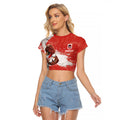 Personalised St. George Illawarra Dragons Rugby Raglan Cropped T Shirt Red Dragon Mascot - Sporty Splash Art Style
