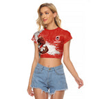 Personalised St. George Illawarra Dragons Rugby Raglan Cropped T Shirt Red Dragon Mascot - Sporty Splash Art Style