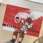 Personalised St. George Illawarra Dragons Rugby Rubber Doormat Red Dragon Mascot - Sporty Splash Art Style