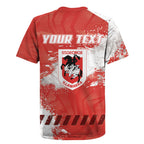 Personalised St. George Illawarra Dragons Rugby Rugby Jersey Red Dragon Mascot - Sporty Splash Art Style