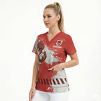 Personalised St. George Illawarra Dragons Rugby Scrub Top Red Dragon Mascot - Sporty Splash Art Style