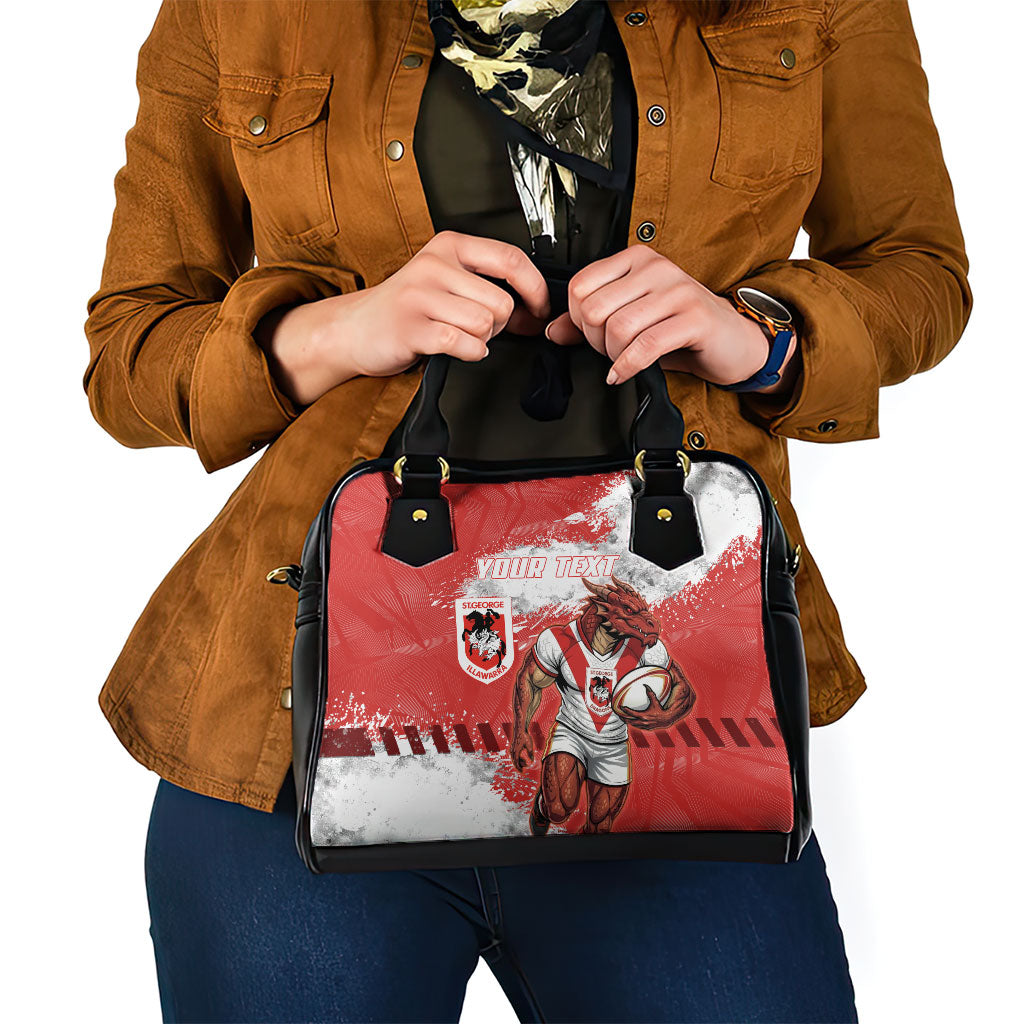 Personalised St. George Illawarra Dragons Rugby Shoulder Handbag Red Dragon Mascot - Sporty Splash Art Style