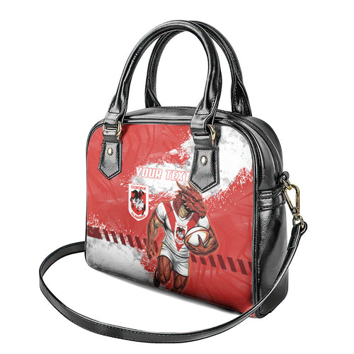 Personalised St. George Illawarra Dragons Rugby Shoulder Handbag Red Dragon Mascot - Sporty Splash Art Style