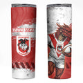 Personalised St. George Illawarra Dragons Rugby Skinny Tumbler Red Dragon Mascot - Sporty Splash Art Style