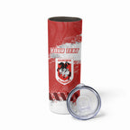 Personalised St. George Illawarra Dragons Rugby Skinny Tumbler Red Dragon Mascot - Sporty Splash Art Style
